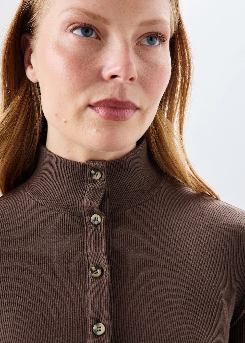 Chocolate Ribbed Funnel Neck Top - 14 Image 3