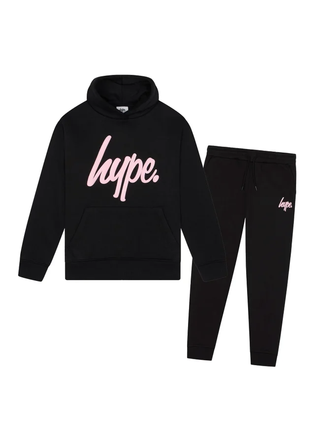 Hype Girls Black Hooded Tracksuit with Joggers (7-12 Years)
