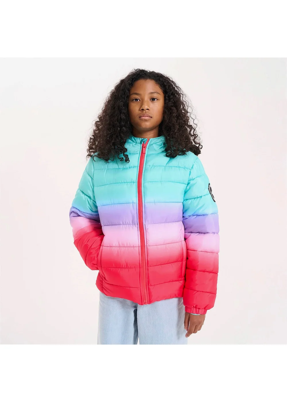 Hype Girls Blue Hooded Quilted Warm Coat (7-14 Years) - 7-8 Yrs Image 1