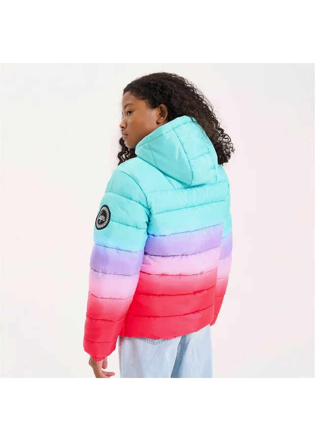 Hype Girls Blue Hooded Quilted Warm Coat (7-14 Years)