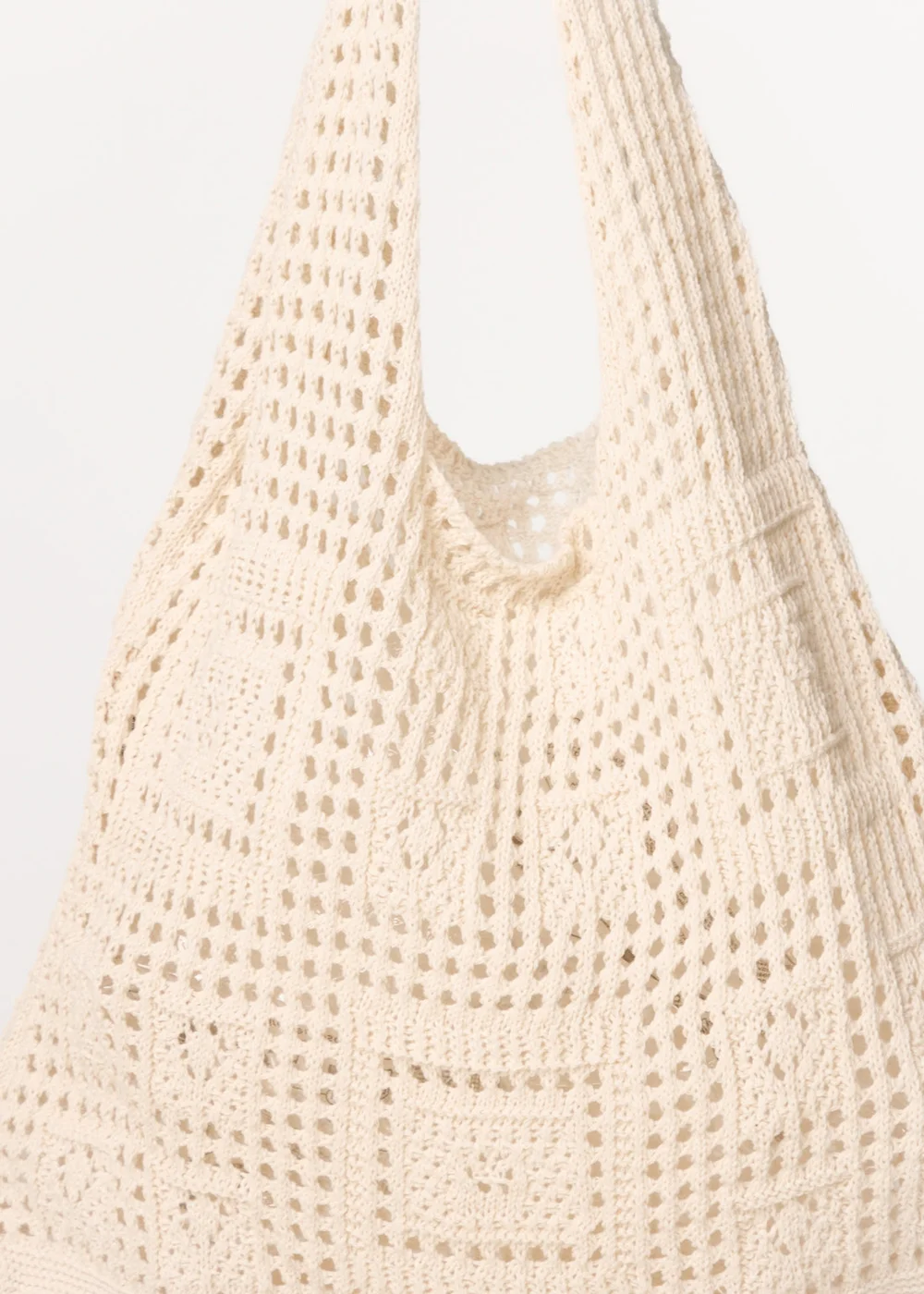 Blue Vanilla Beige Crochet Knit Pattern Bag - One Size Image 2