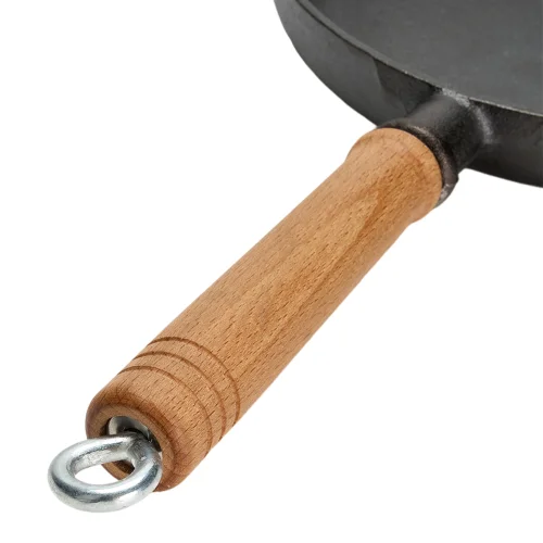 Lifeideas Round Cast Iron Skillet with Removable Wooden H&le - M Image 5