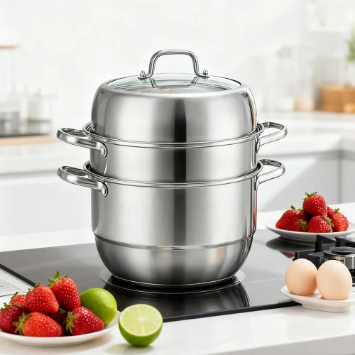 Lifeideas 3-Tier Stainless Steel Steamer Pot with Lid - One Size Image 1