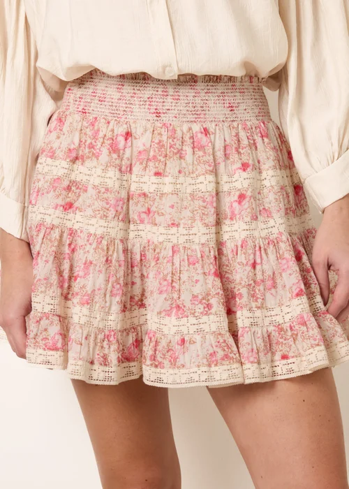 Blue Vanilla Pink Mini Floral Skirt - S Image 2