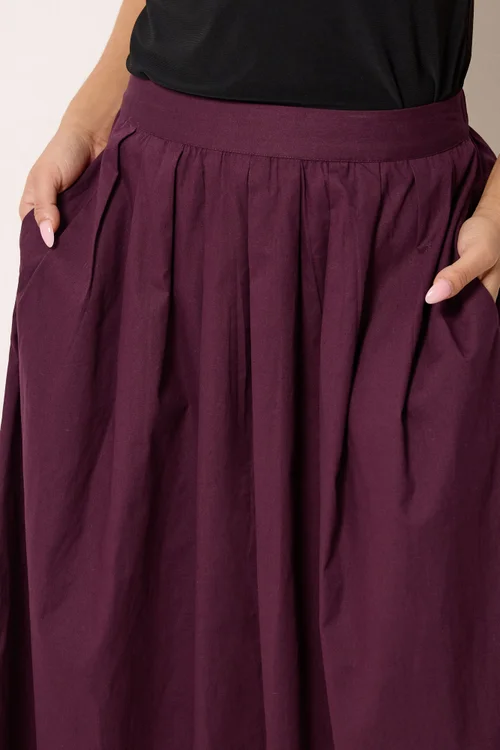 PixieGirl Petite Burgundy Red Poplin Cotton Maxi Skirt - 12 Image 4