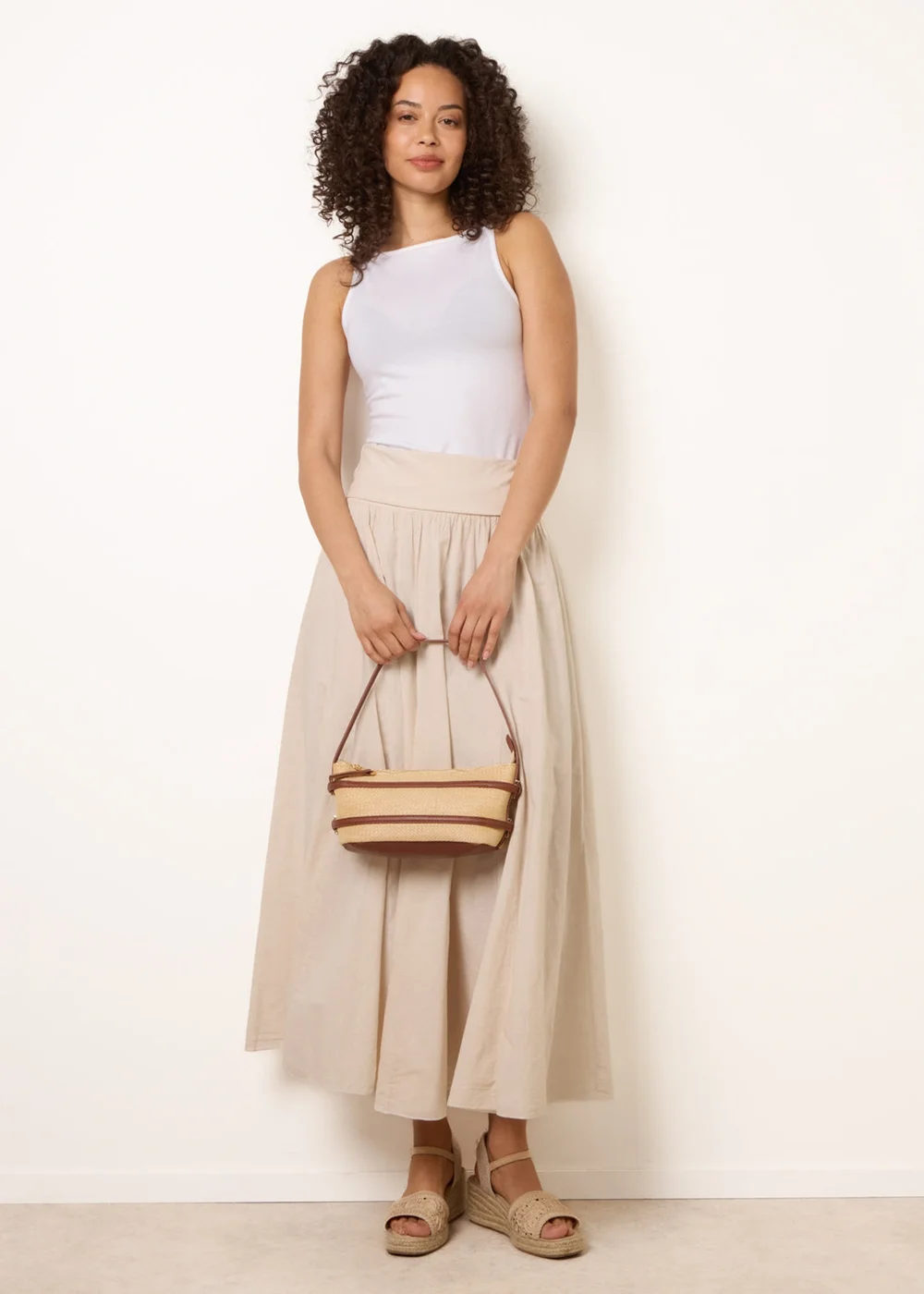 Blue Vanilla Stone Godet Hem Jersey Waist Skirt - M/L Image 1