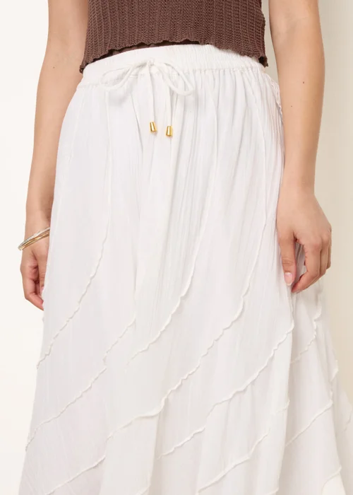 Blue Vanilla Ivory Panelled Overlocked Frill Maxi Skirt - M/L Image 3