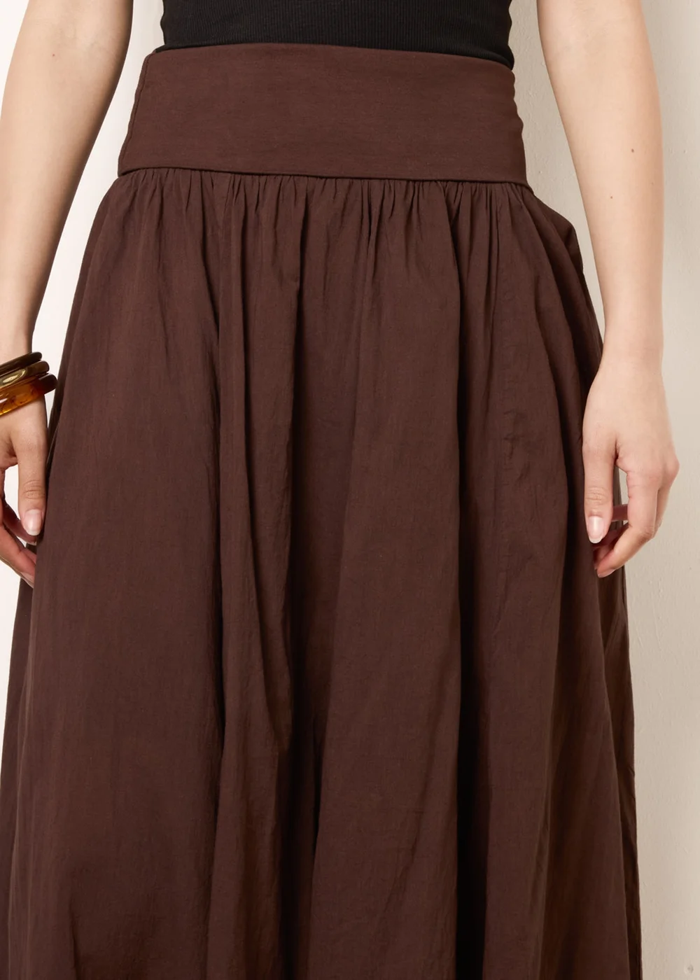 Blue Vanilla Brown Godet Hem Jersey Waist Skirt - M/L Image 3