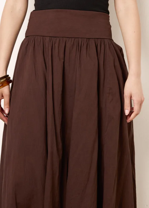 Blue Vanilla Brown Godet Hem Jersey Waist Skirt - M/L Image 3