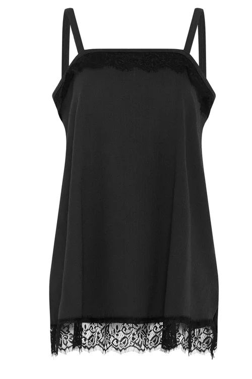 Yours Curve Black Lace Detail Vest Top - 20 Image 5