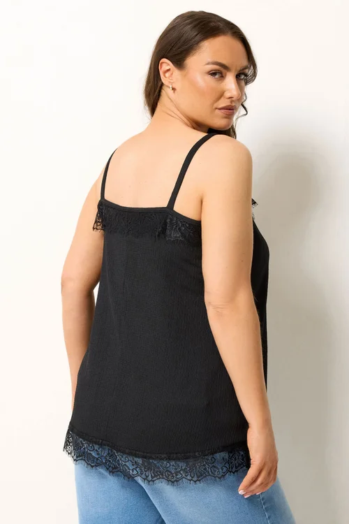 Yours Curve Black Lace Detail Vest Top - 20 Image 3