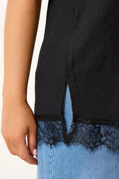 Yours Curve Black Lace Detail Vest Top - 20 Image 4