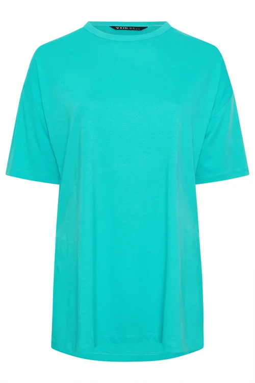 Yours Curve Turquoise Blue Side Split Longline T-Shirt - 22-24 Image 5