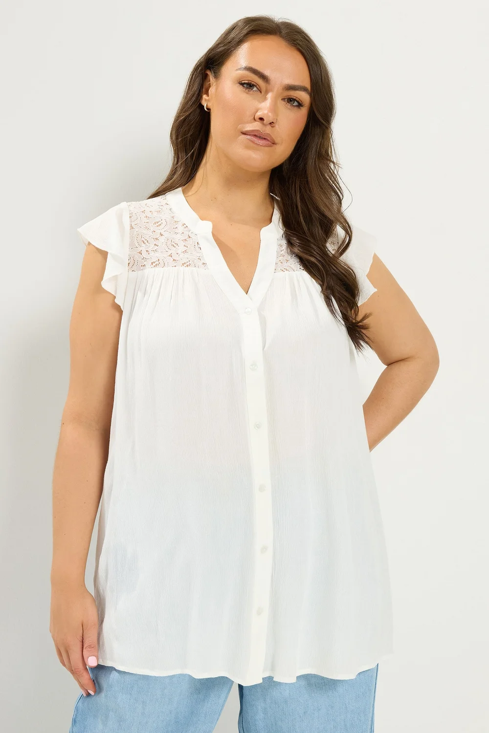 Yours Curve White Lace Detail Blouse - 18 Image 1