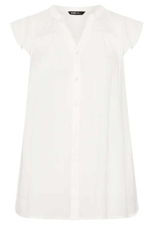Yours Curve White Lace Detail Blouse - 18 Image 5