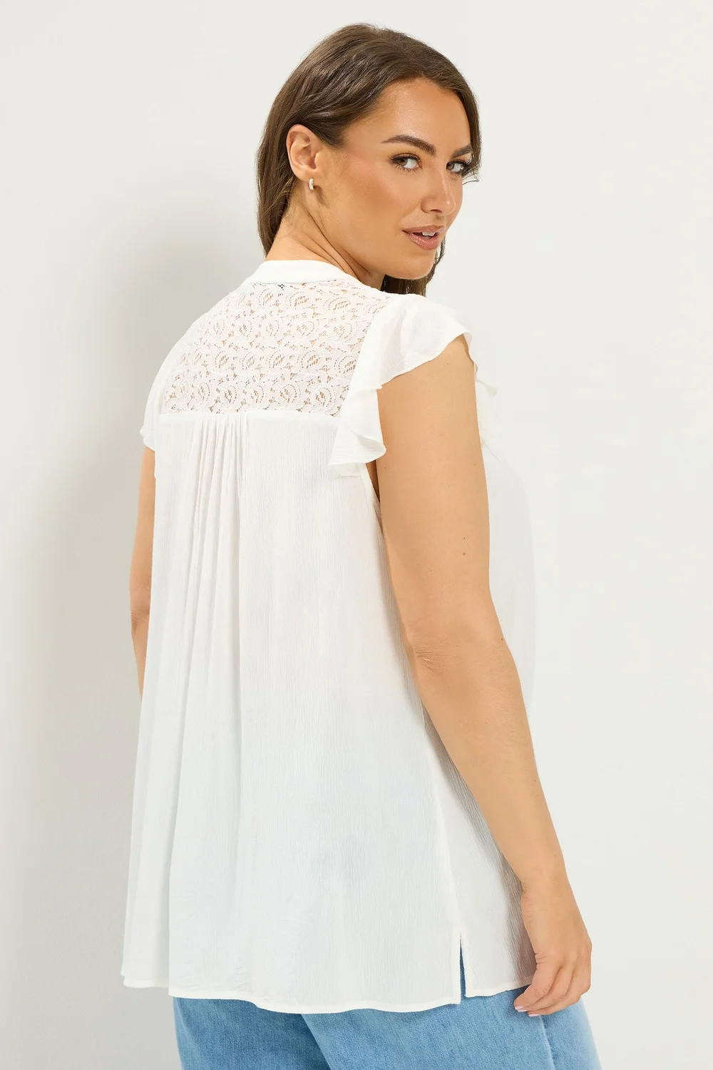 Yours Curve White Lace Detail Blouse - 18 Image 3