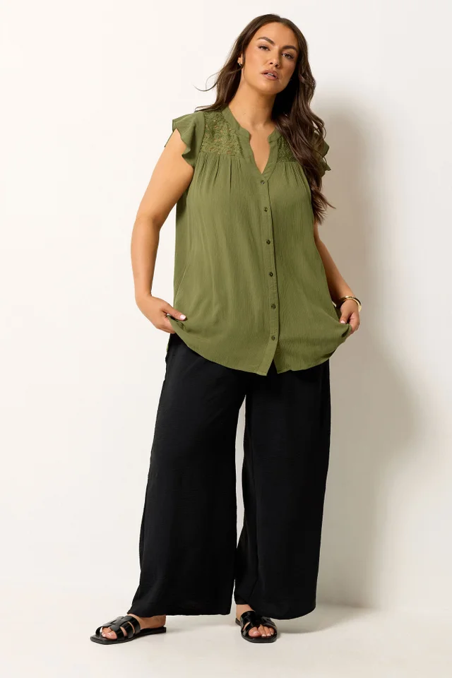 Yours Curve Green Crochet Blouse