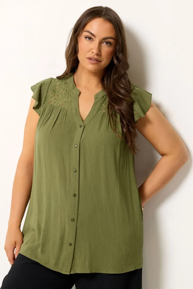 Yours Curve Green Crochet Blouse