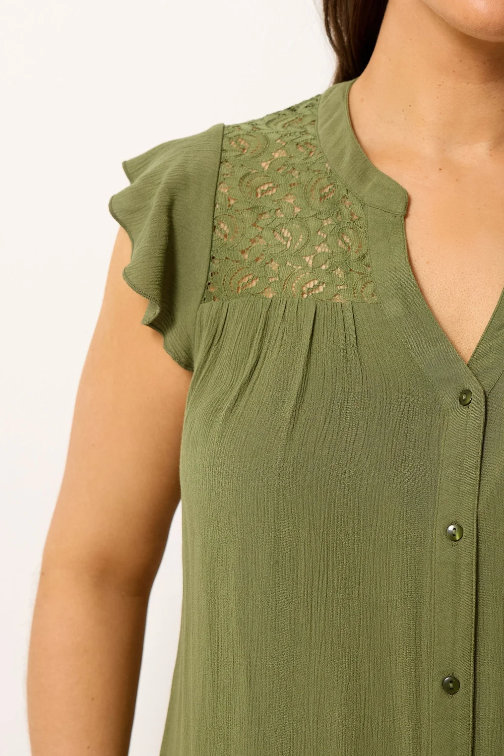 Yours Curve Green Crochet Blouse - 30-32 Image 4