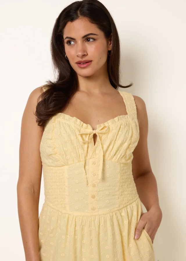 Blue Vanilla Yellow Broderie Button Down Maxi Dress