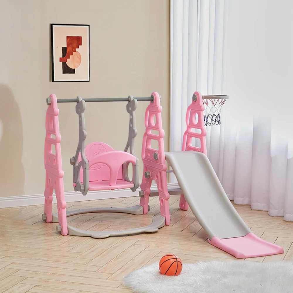 Kidkid Toddler Swing & Slide Set with Basketball Hoop - One Size Image 1