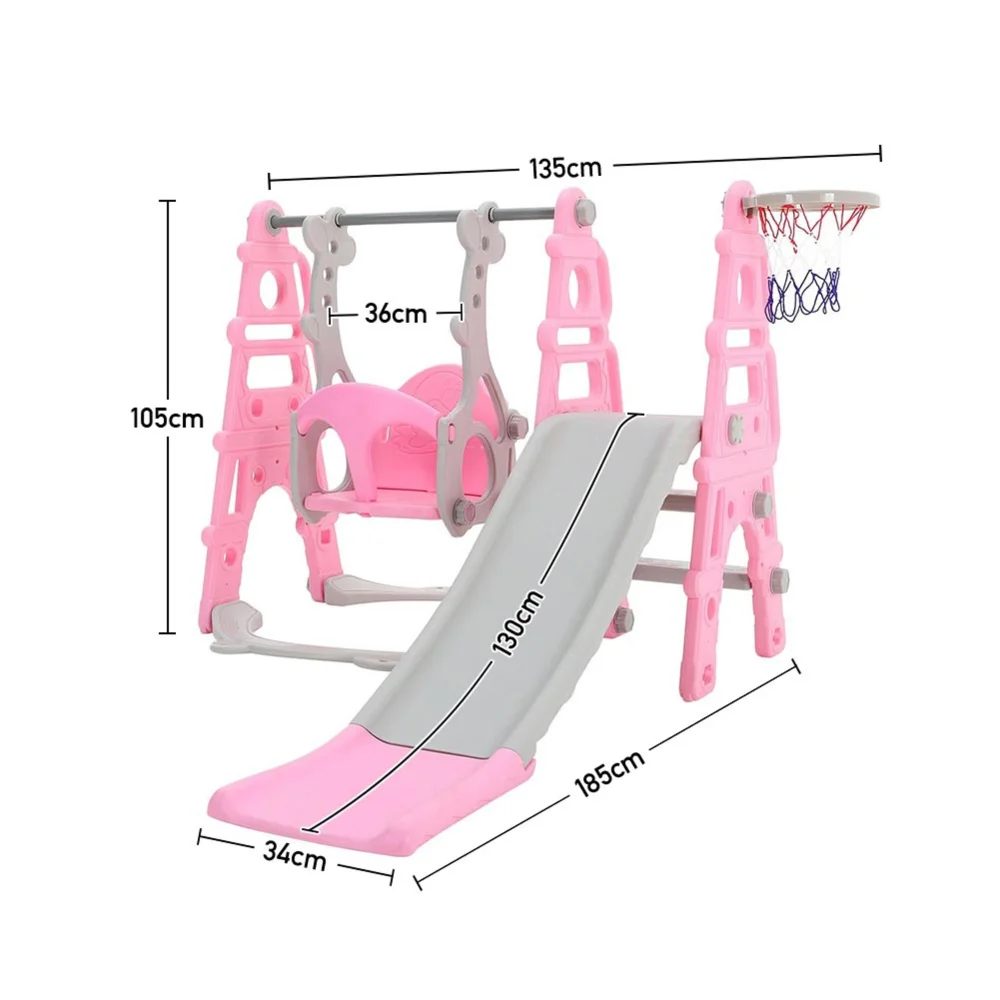 Kidkid Toddler Swing & Slide Set with Basketball Hoop - One Size Image 2