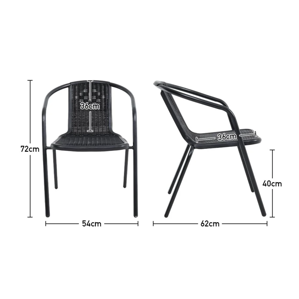Breeins Tempered Glass Outdoor Coffee Table & Rattan Chairs Set - One Size Image 3