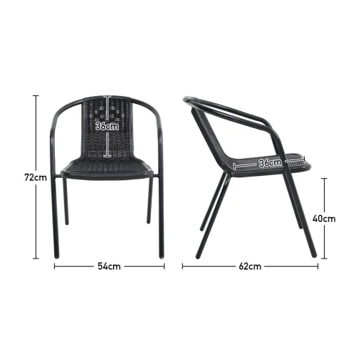 Breeins Tempered Glass Outdoor Coffee Table & Rattan Chairs Set - One Size Image 3