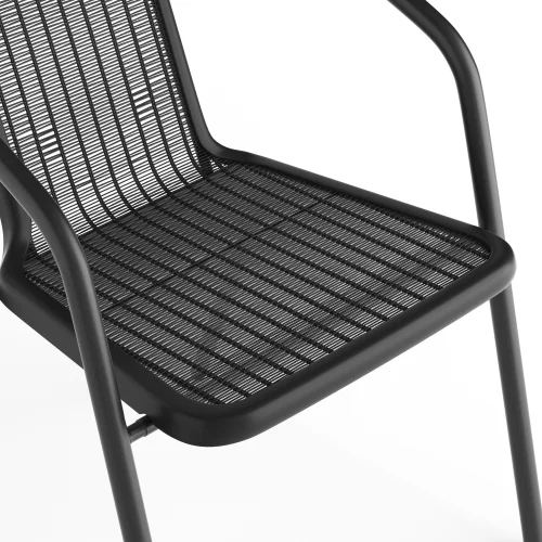 Breeins Tempered Glass Outdoor Coffee Table & Rattan Chairs Set - One Size Image 5