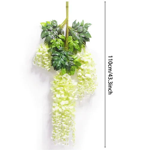 Lifeideas 12pcs Artificial White Wisteria Hanging Vines - One Size Image 2