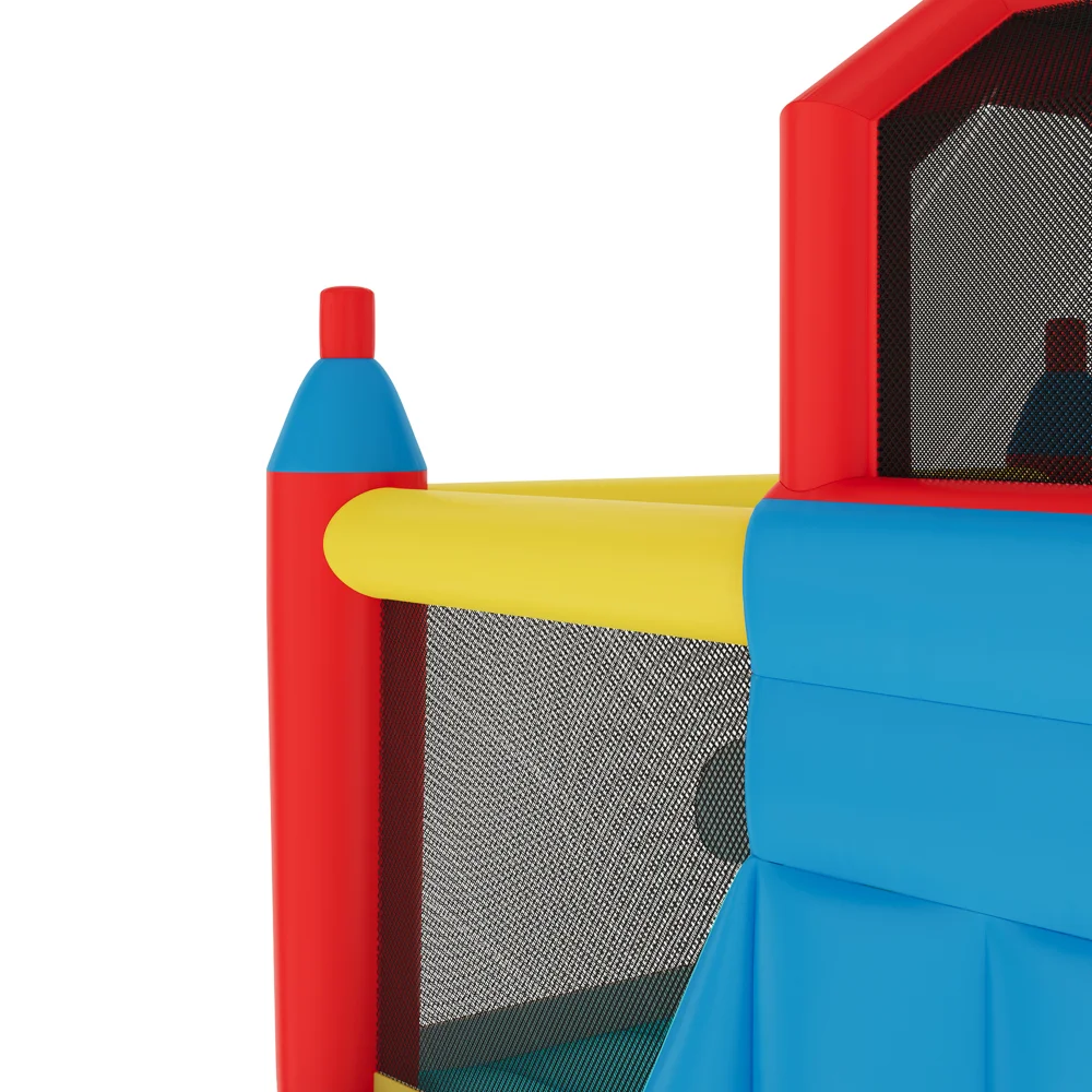 Kidkid Kids Inflatable Bouncy Castle with Double Slide & Basketball Hoop - One Size Image 6
