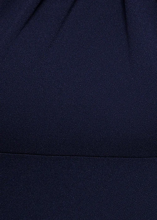 Goddiva Navy Blue Scuba & Velvet Satin Halterneck Maxi Dress With Back Sash - 10 Image 4