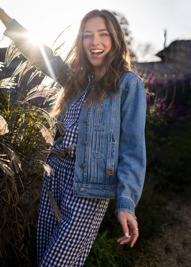 Brakeburn Blue Ruffle Neck Jacket