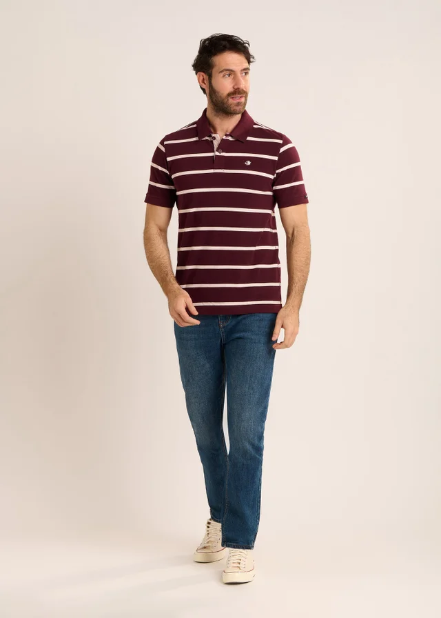 Brakeburn Burgundy Seaham Stripe Pique Polo