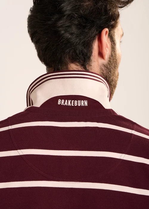 Brakeburn Burgundy Seaham Stripe Pique Polo - XL Image 5