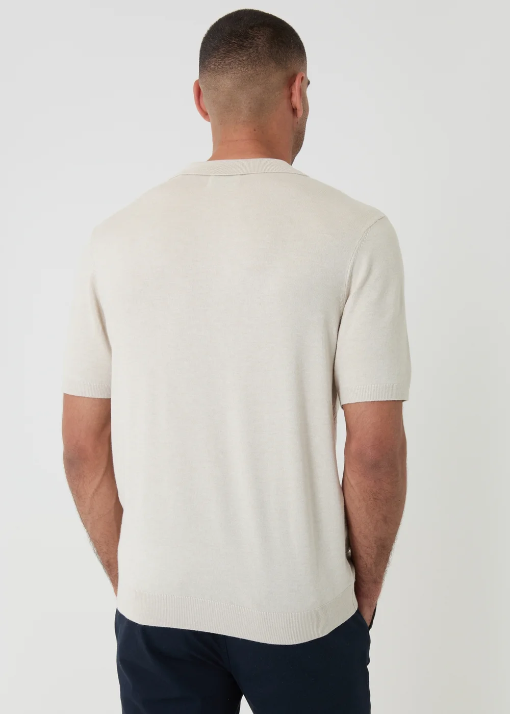 Threadbare Natural Textured Knit Trophy Neck Polo - XL Image 2