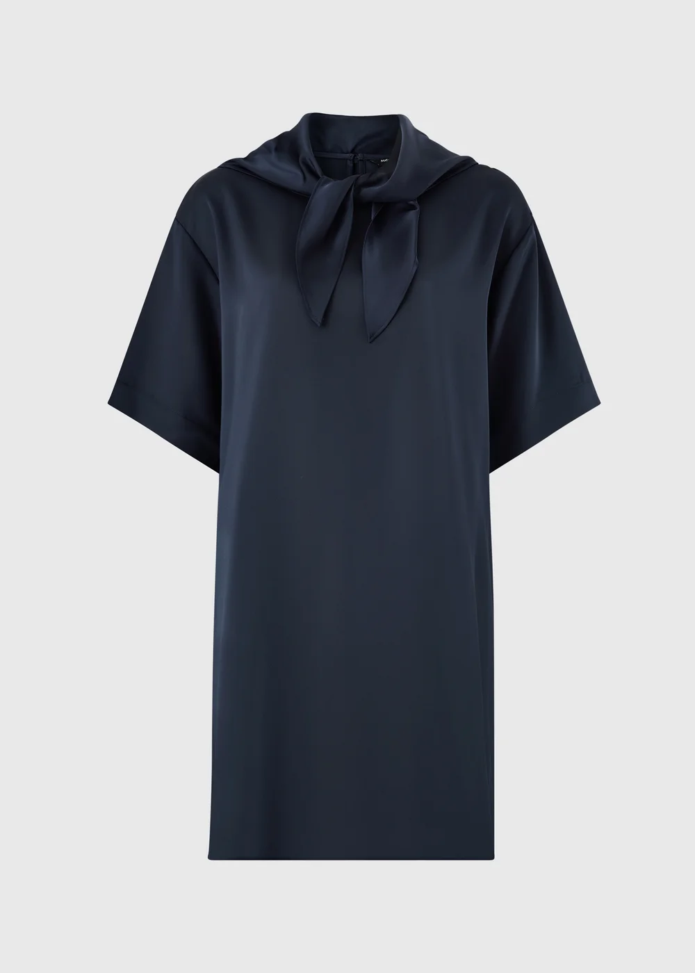 Navy Satin Scarf Neck Detail Mini Dress - Size 8 Image 2