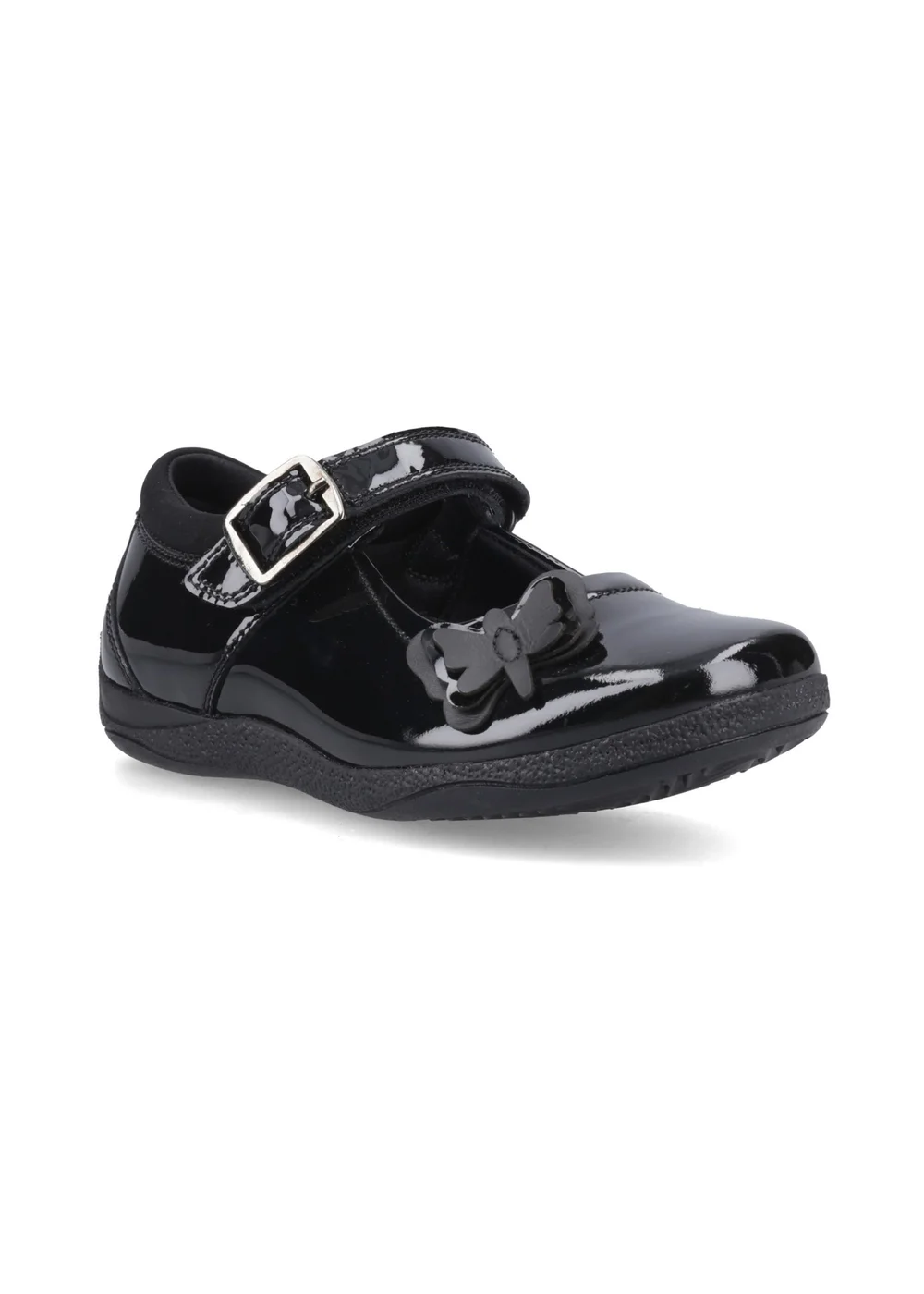 Hush Puppies Black Julie Ballerina Patent (4-10 Years) - 11.5 Infants Image 2