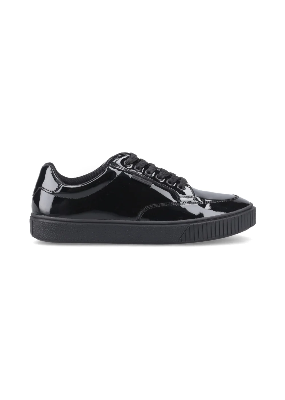 Hush Puppies Black Patent Evelyn Lace Trainer (4-10 Years) - 2 Infants Image 1