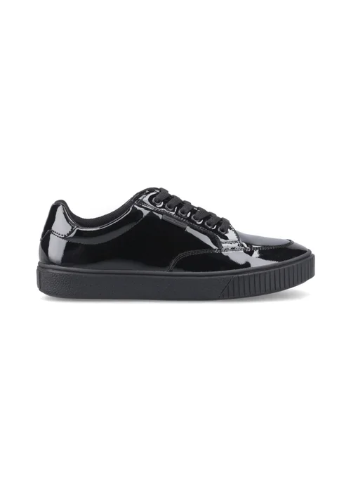 Hush Puppies Black Patent Evelyn Lace Trainer (4-10 Years) - 2 Infants Image 1