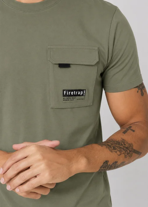 Firetrap Multi 3 Pack Regular Fit Cotton Pocket Tees - M Image 4