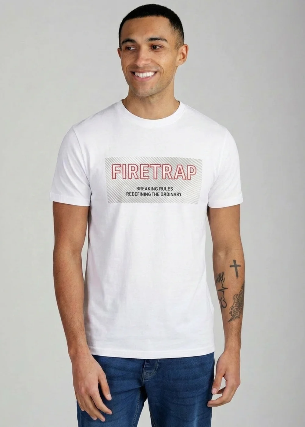 Firetrap Multi 3 Pack Regular Fit Cotton Crew T-Shirts - M Image 4