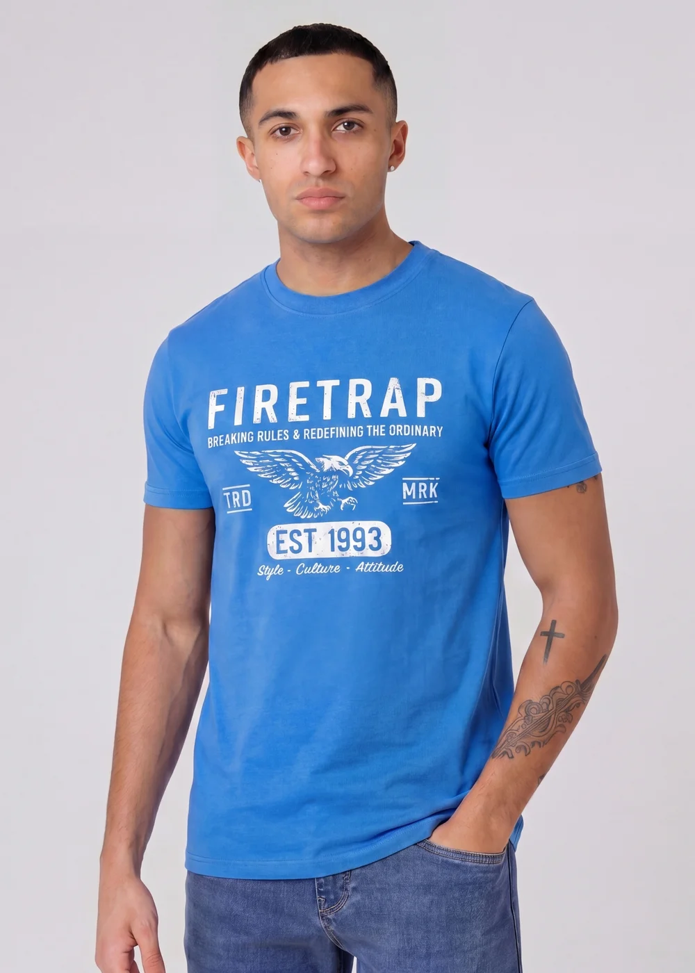 Firetrap Multi 3 Pack Regular Fit Cotton Crew T-Shirts - XL Image 4