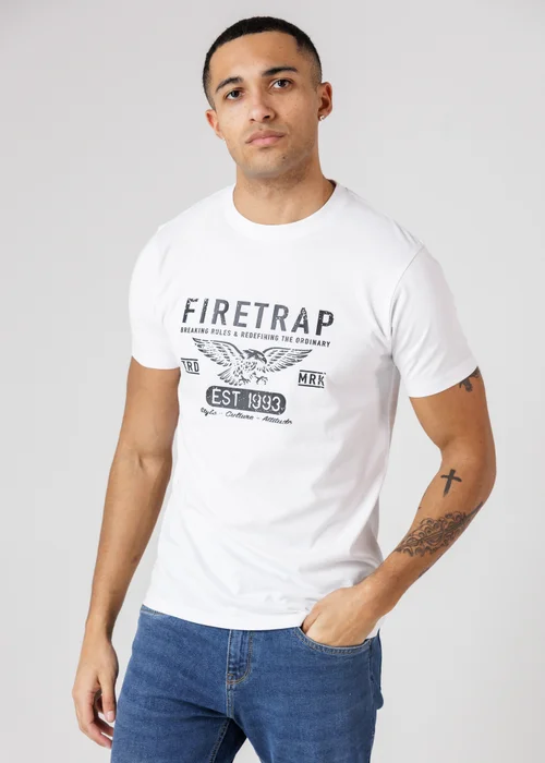 Firetrap Multi 3 Pack Regular Fit Cotton Crew T-Shirts - XL Image 2