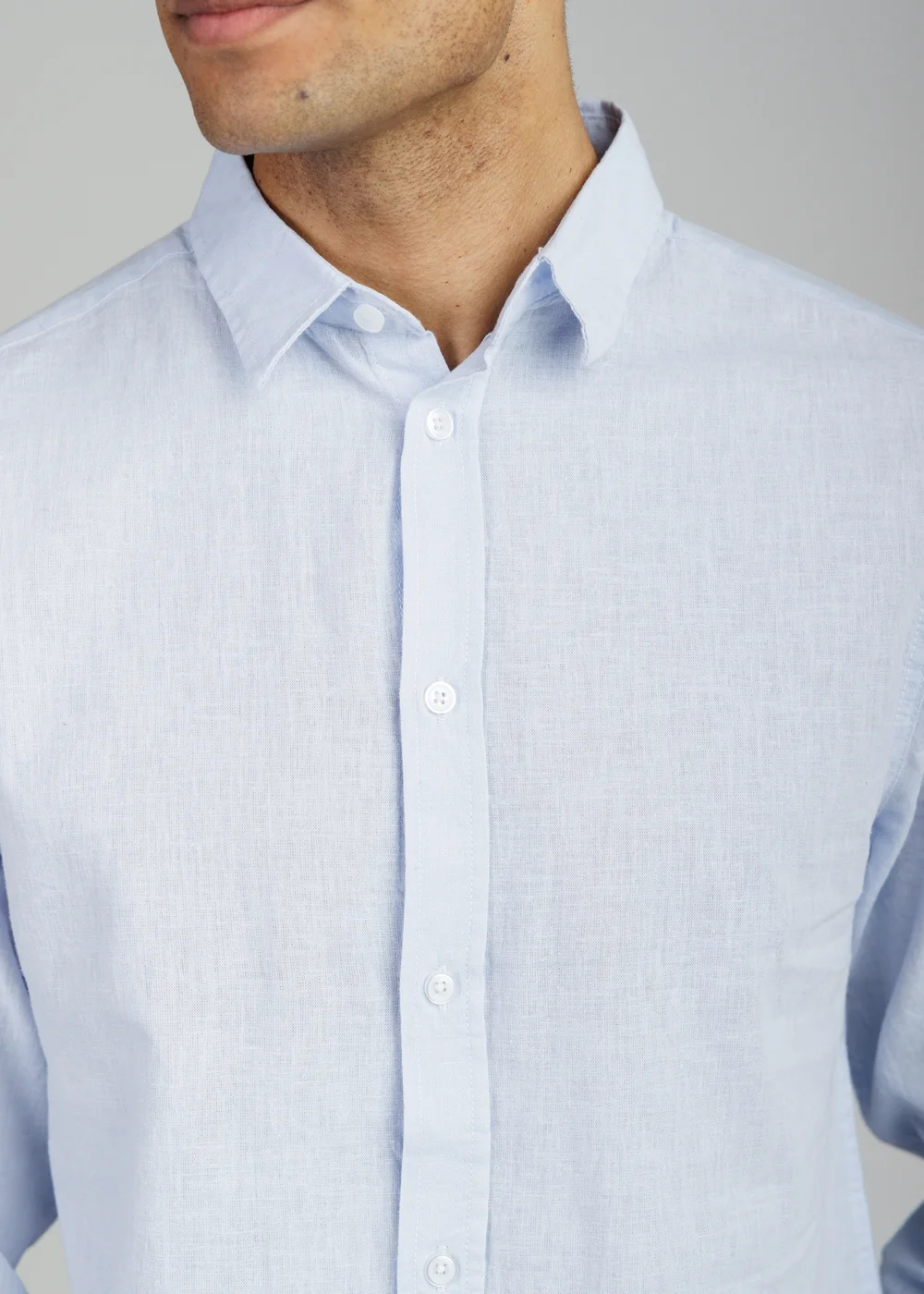 Tokyo Laundry Light Blue Linen Blend Long Sleeve Button-Up Shirt - S Image 2