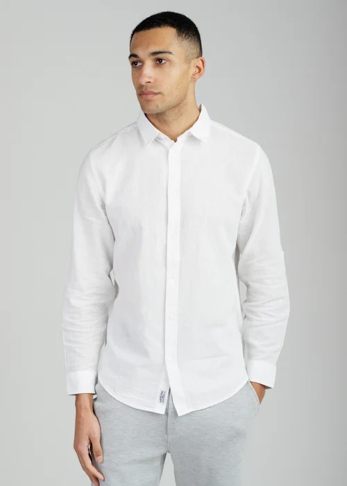 Tokyo Laundry White Linen Blend Long Sleeve Button-Up Shirt - XL Image 1