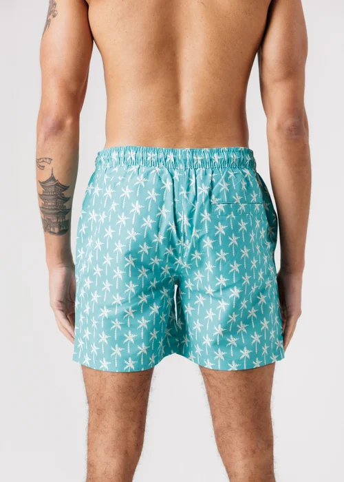 Tokyo Laundry Teal 2-Pack Palm Tree & Logo Print Swim Shorts With Drawstring Waist - XL Image 2
