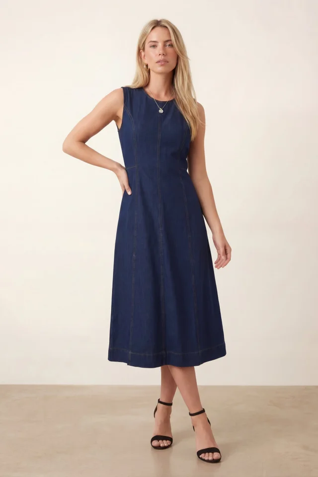 Style Cheat Blue Denim Midi Dress