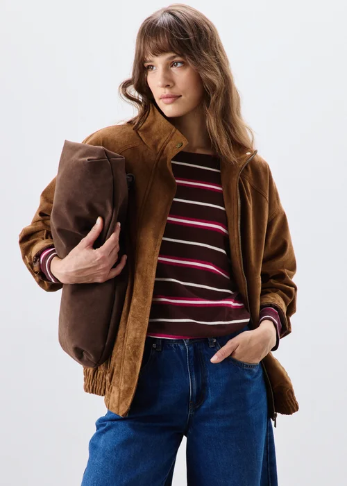 Burgundy Striped Soft Knitted Jumper - Extra small Image 2