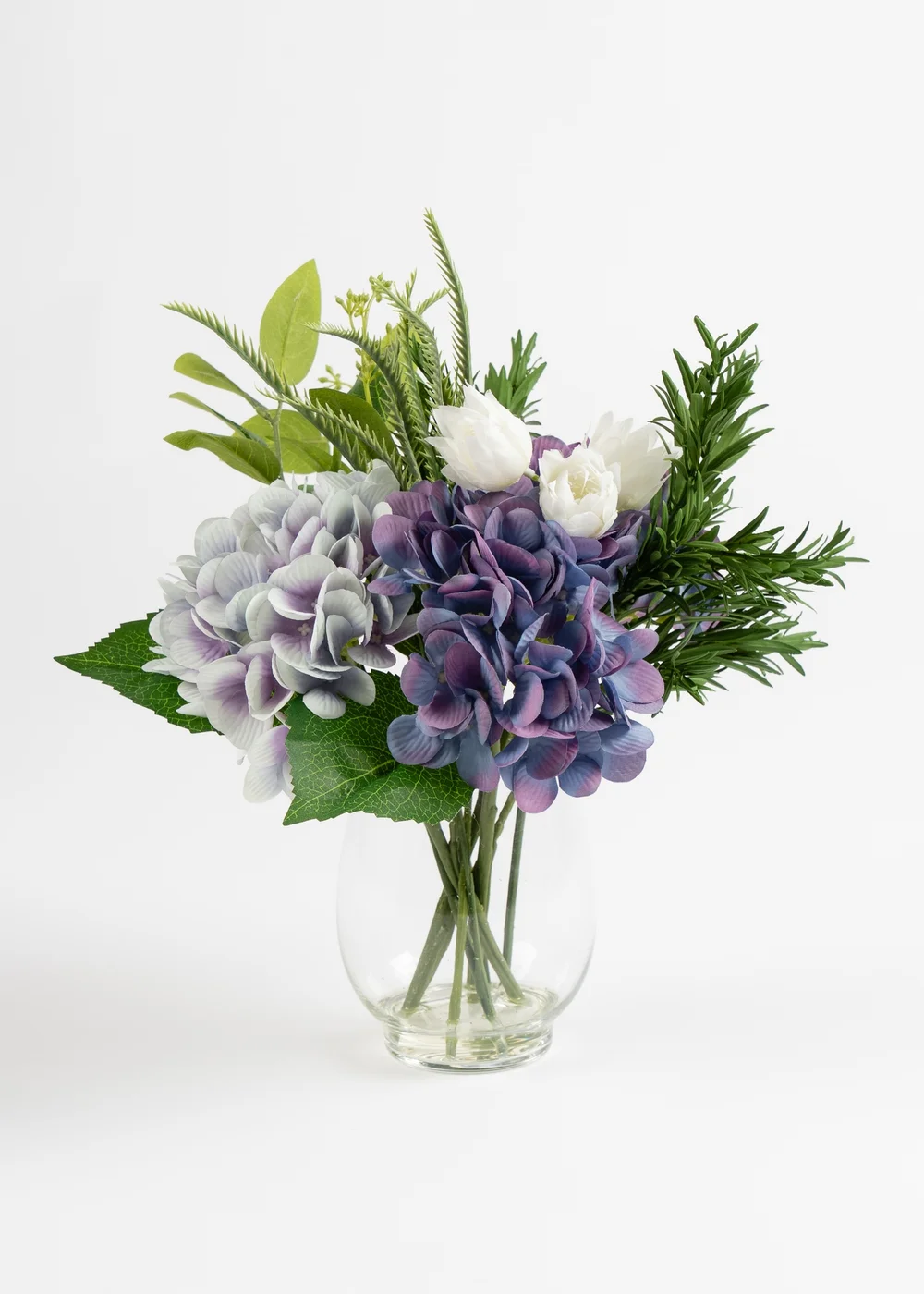 Scottish Everlastings Blue Hydrangeas in Glass Vase 37cm - One Size Image 2